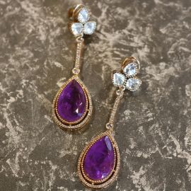 Amethyst & Crystal Teardrop Danglers