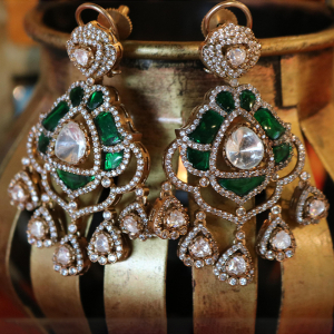 Green & Kundan Regal Jhumkas