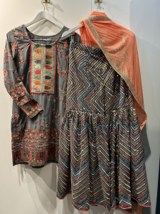 Grey Patchwork Embroidery Sharara