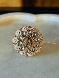 Peach Polki Ring