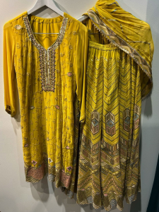 Yellow Multicolour Work Sharara