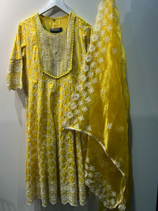 Yellow Organza Dupatta Anarkali