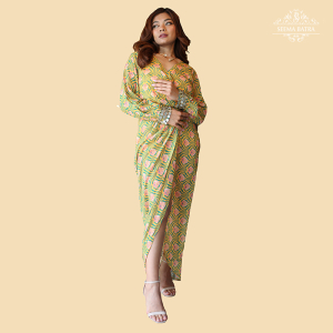 Yellow Tropical Wrap Dress