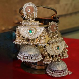 Antique Silver Jhumka Earrings