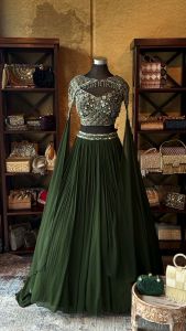 Bottle Green Sequin Lehenga