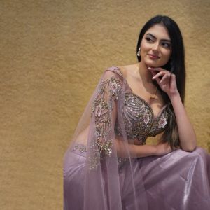 Dull Pink Organza Umbrella Palazzo Set with Cape Sleeves Blouse