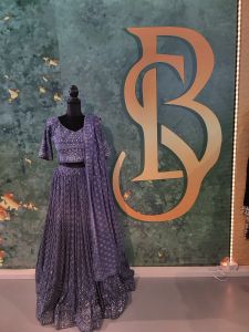 Grey Lucknowi Chikankari Sequin Lehenga