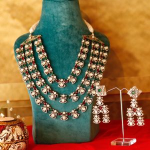 Multicolored Kundan Moissanite Layered Set 