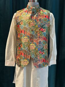 Multicolour Vest Three Piece 