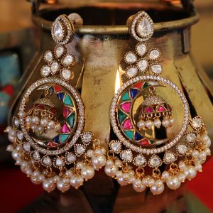 Multicoloured Chandbali Earrings