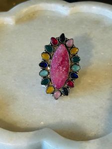 Multicoloured Natural Stones Ring