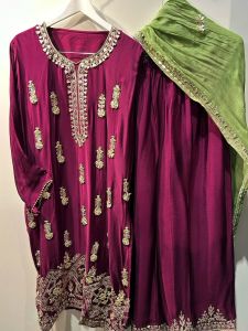 Plum Gota Embroidery Palazzo