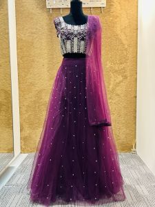 Plum Sequin Lehenga