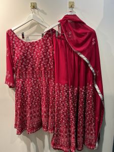Red Heavy Sequin Peplum Sharara