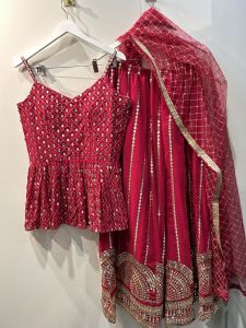 Red Peplum Heavy Sharara