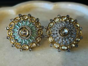 Round American Diamond with Polki Ring