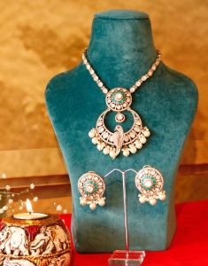 Sea Green Chandbali Parrot Neckpiece