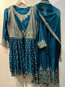 Teal Blue Front Slit Peplum with Palazzo