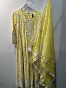 Yellow Chikankari Anarkali
