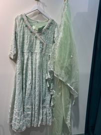 Sage Green Angrakha Anarkali