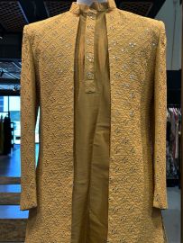 Yellow Mirror Men Indo Western