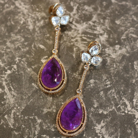 Amethyst & Crystal Teardrop Danglers